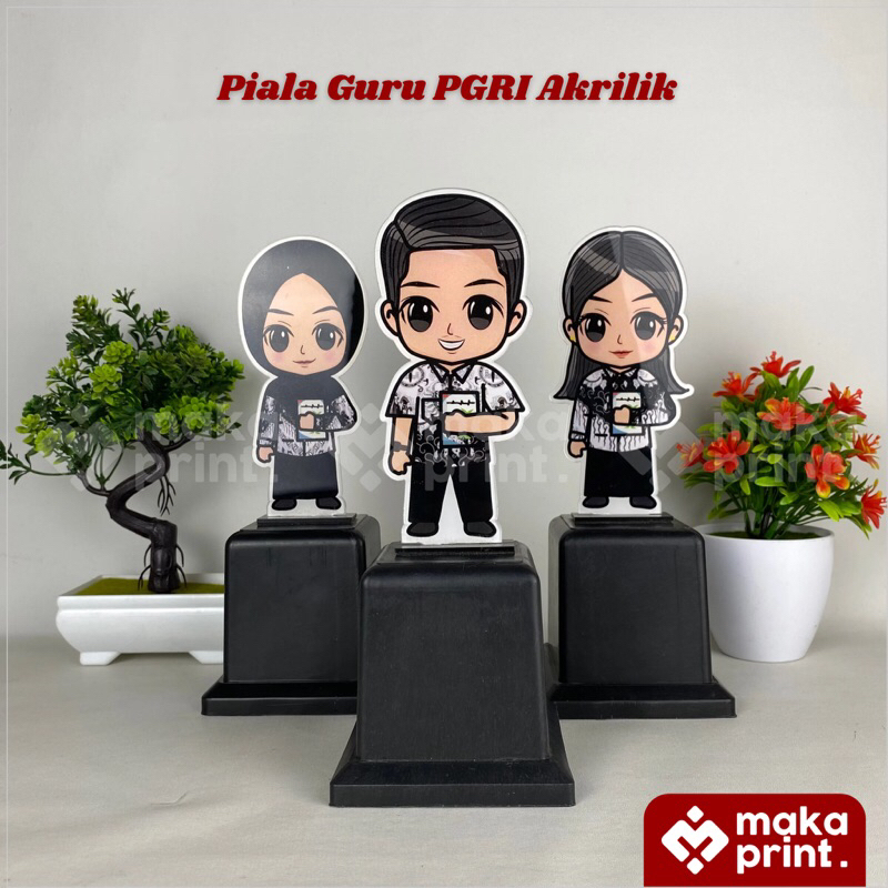 Piala Akrilik Guru Seragam (PGRI) - Piala Karakter Seragam PGRI - Piala Hari Guru - Plakat Hari Guru