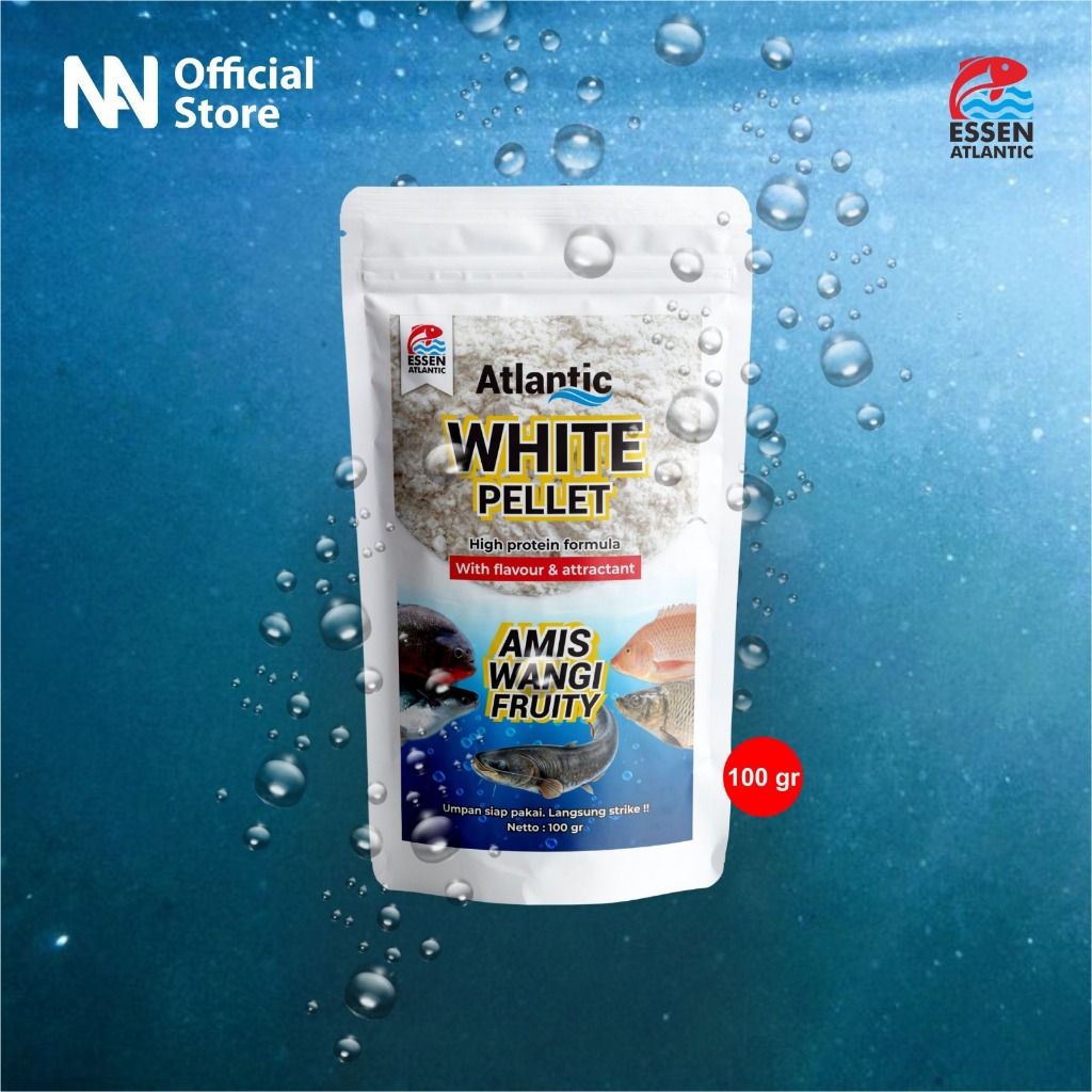 Umpan Putih Pelet Atlantic White Induk Dan Totalan Target Ikan Bawal Lele Mas Nila Patin 100 Gr