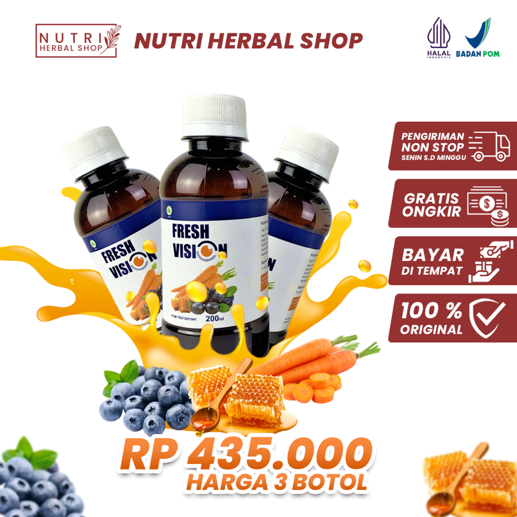 FRESH VISION 3 Botol Obat Mata herbal Bantu Atasi Mata Minus dan Silindris