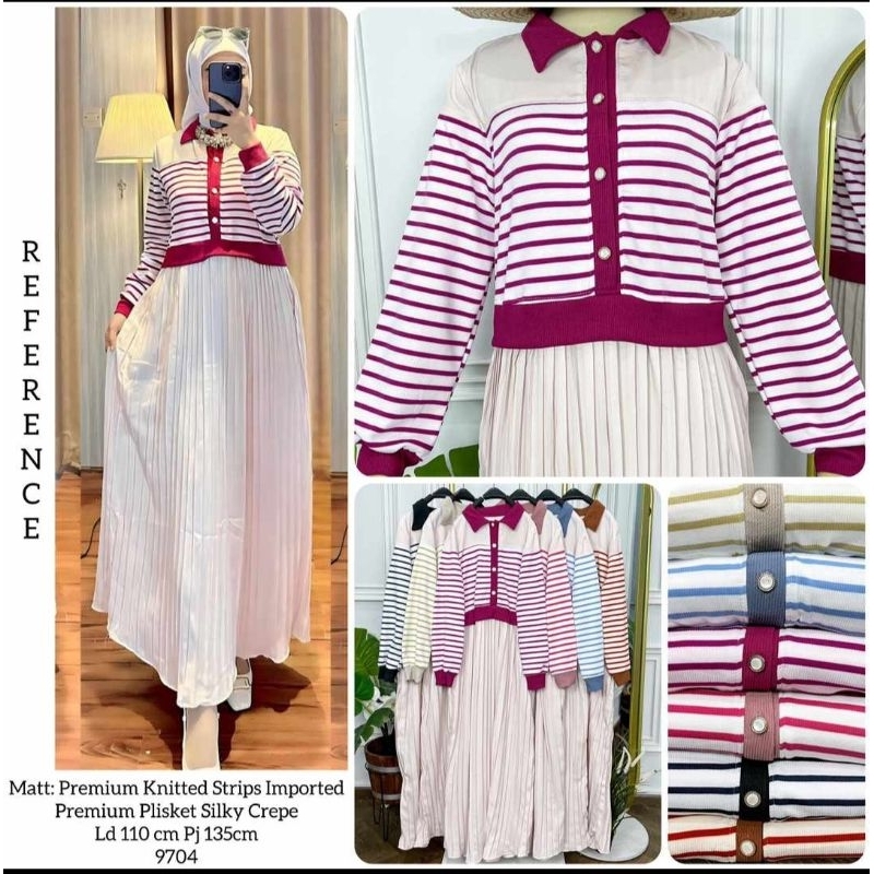 GAMIS BETTINA DRESS BAHAN KNIT IMPORT MIX CRINKLE PLISKET