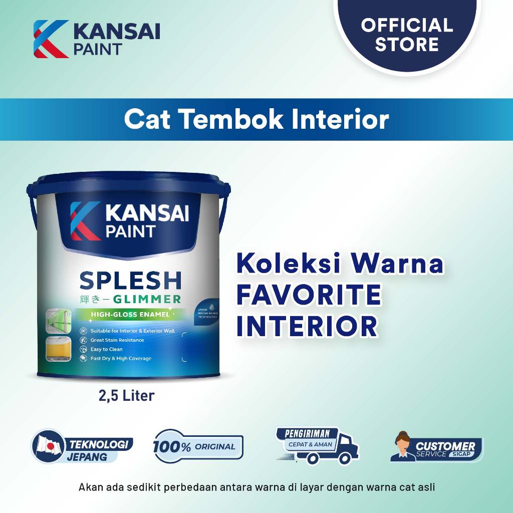 Kansai Paint - Cat Tembok Interior Splesh Glimmer Favorit Kemasan 2,5 liter