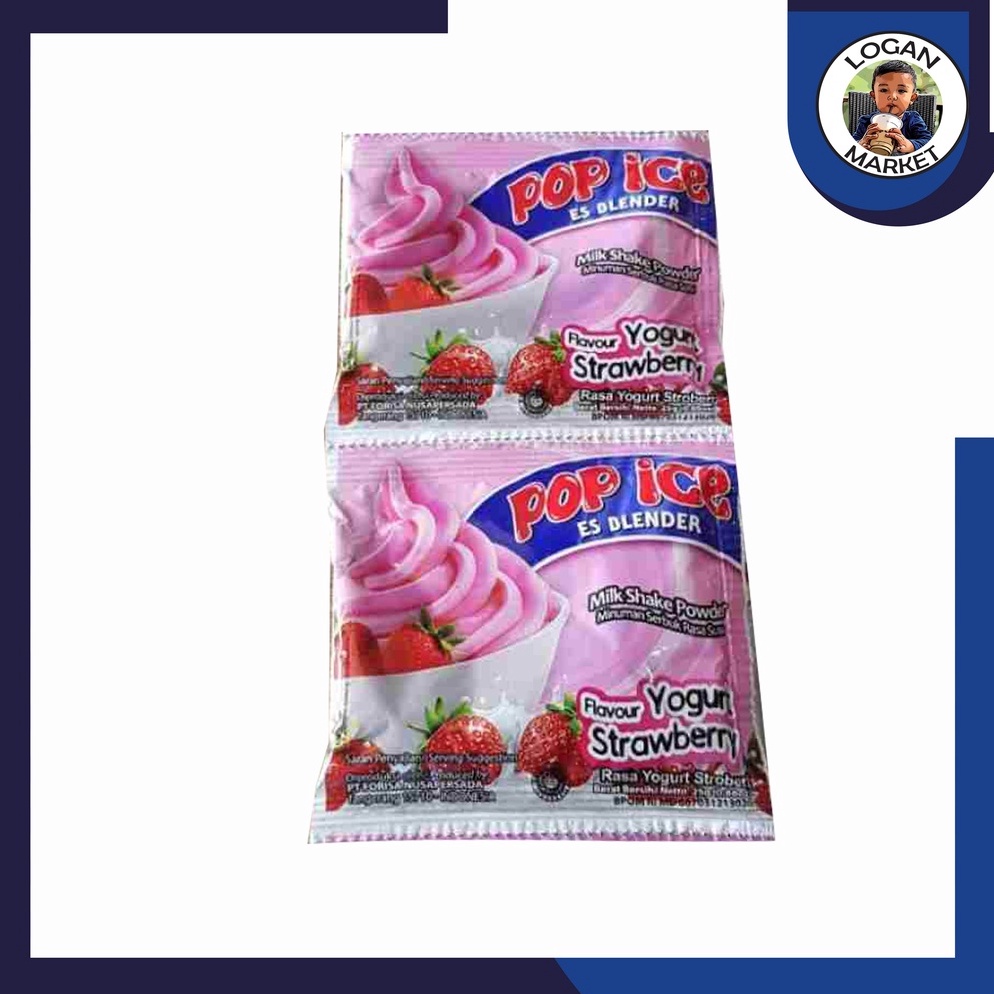 

[✲C64➤] Pop Ice Es Blender Yogurt Strawberry Renceng 10 Pcs Sachet 25gram Product Terkece