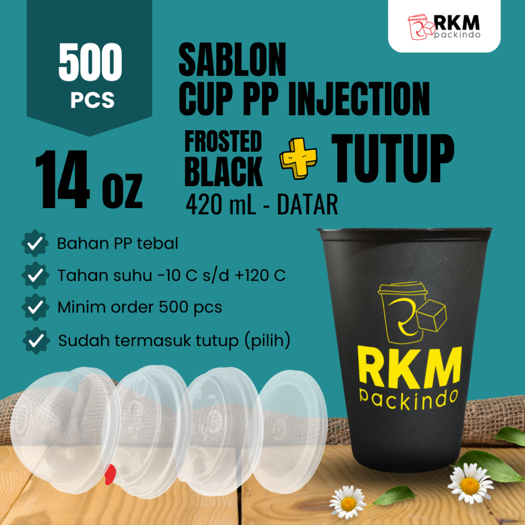 (500pcs) CUSTOM GELAS INJECTION / SABLON GELAS INJECTION / SABLON CUP INJECTION 14oz DATAR FROST BLA