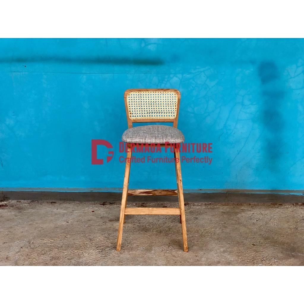 KURSI BAR SCANDINAVIAN DUDUKAN JOK BUSA KAYU JATI SOFA PELAMINAN KURSI TAMU MEJA TERAS MAKAN MURAH D