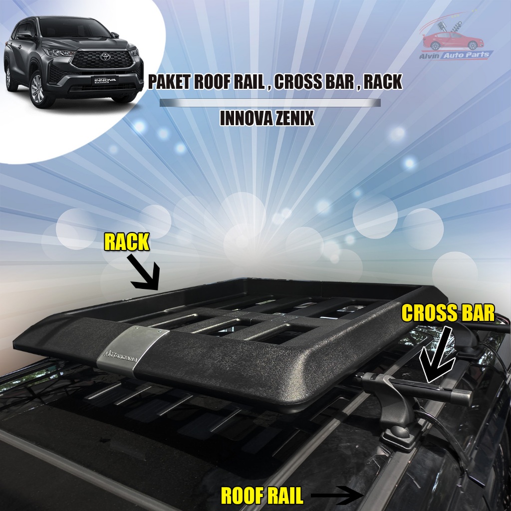 PAKET ROOF RAIL RACK CROSS BAR INNOVA ZENIX / CROSS BAR INNOVA ZENIX / RACK BARANG ATAS INNOVA ZENIX