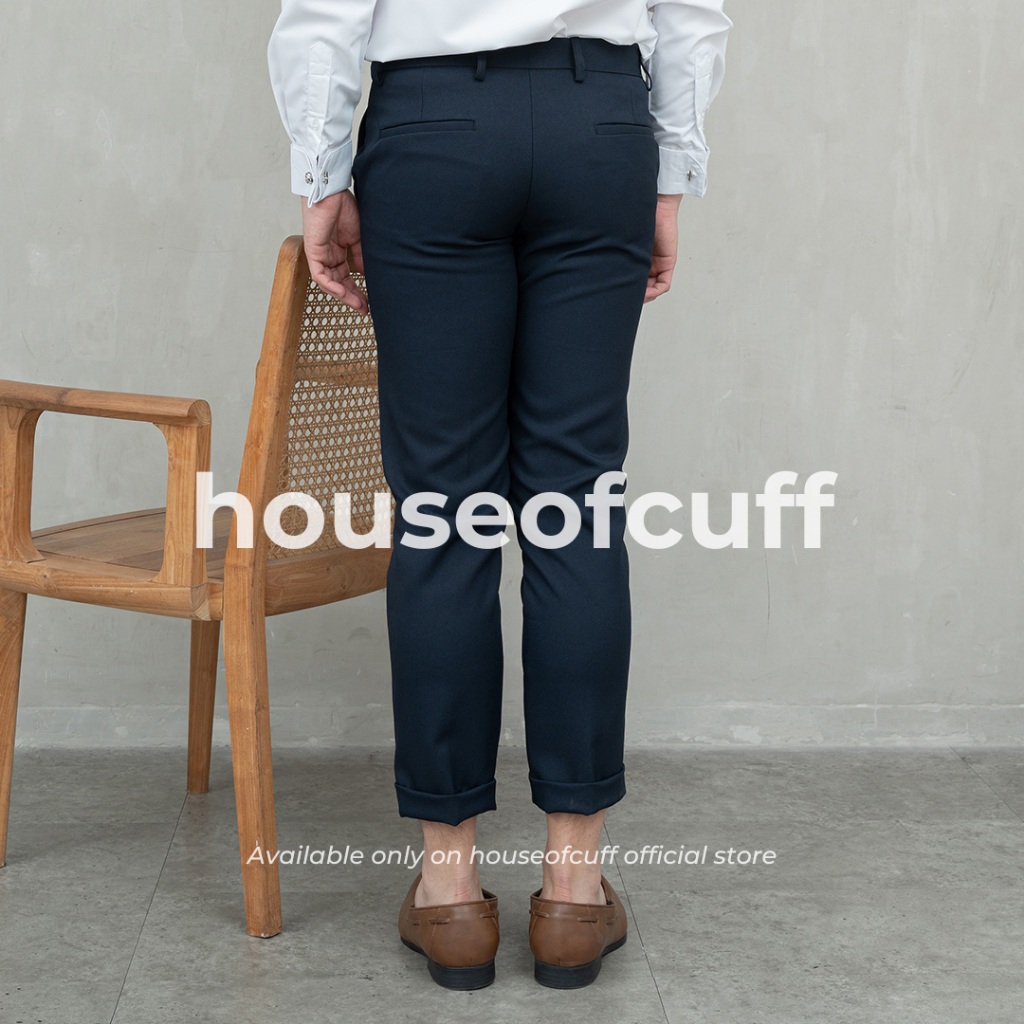 Houseofcuff Celana Bahan Kerja Ankle Button Slim Fit Navy