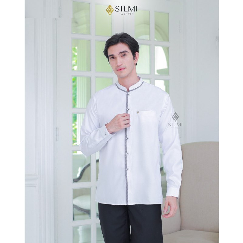 ATASAN KEMEJA KOKO LENGAN PANJANG PRIA PUTIH TERBARU // SARIMBIT SILMI 2024 MADANI FAMILY WHITE