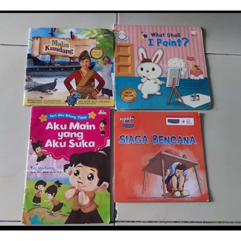 

buku malin kundang, buku mainan, siaga bencana dan kelinci