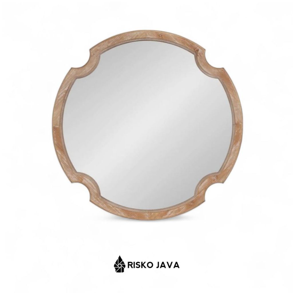 Cermin Kayu Jati Minimalis / Cermin Dinding Bulat / Cermin Dinding | PHOEBE