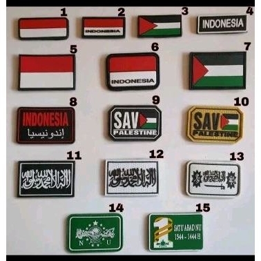 Patch Rubber Tempelan Emblem Karet Logo Bendera Indonesia Save Palestina Dan Custom