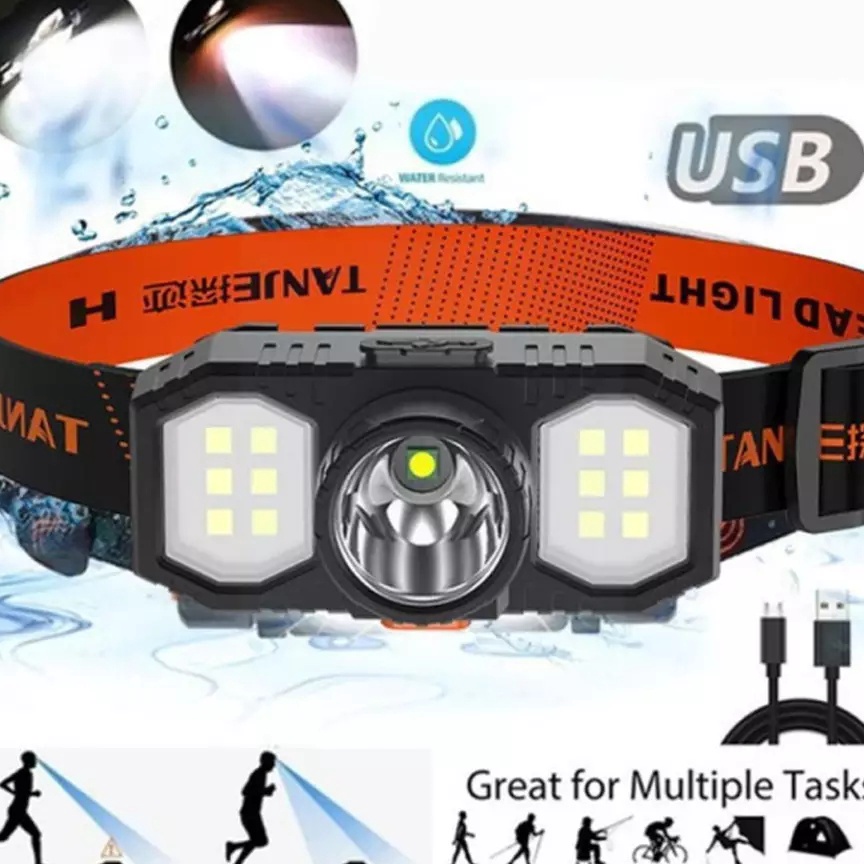 Pasti Murah SENTER KEPALA MINI 3 LED SUPER TERANG / HEADLAMP USB CHARGEABLE / SENTER MINI CAS