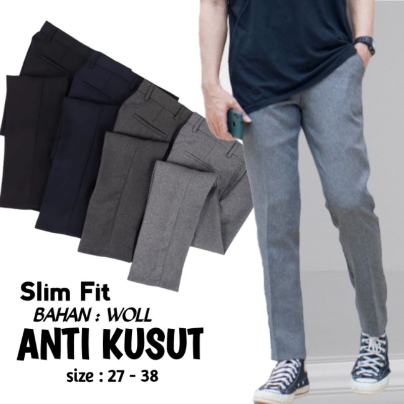CELANA KAIN FORMAL CELANA KAIN  SLIMFIT PRIA FORMAL CELANA SLIMFIT KANTOR CELANA KAIN HITAM CELANA B