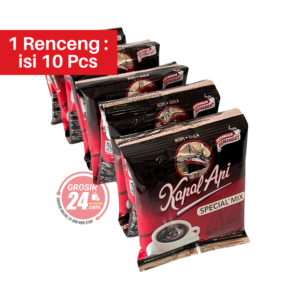 

GROSIR24 - Kopi Kapal Api Special Mix Spesial Kopi + Gula, Renceng isi 10 Sachet x 24 gr