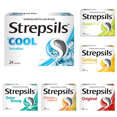 

Strepsils Lozenges Box 24s (Cool Sensation, Extra Strong, Orange with Vitamin C, Original, Honey & Lemon, Sugar Free Lemon)