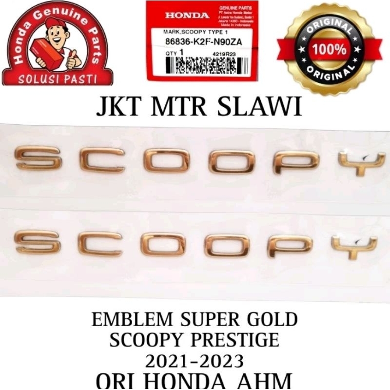 86836 K2F N90ZA Emblem new scoopy 2021-2023 super gold harga satuan ori ahm