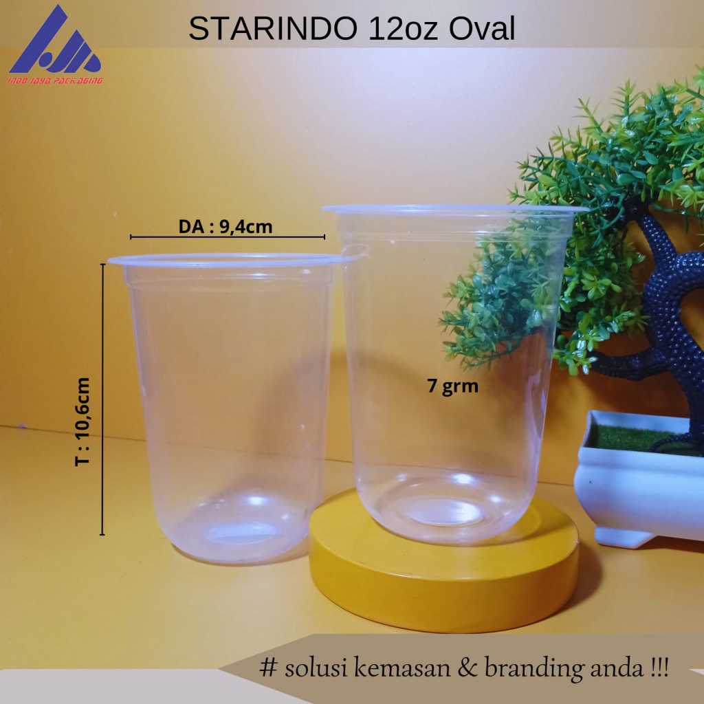Gelas Plastik Cup Oval Starindo 12oz 7grm