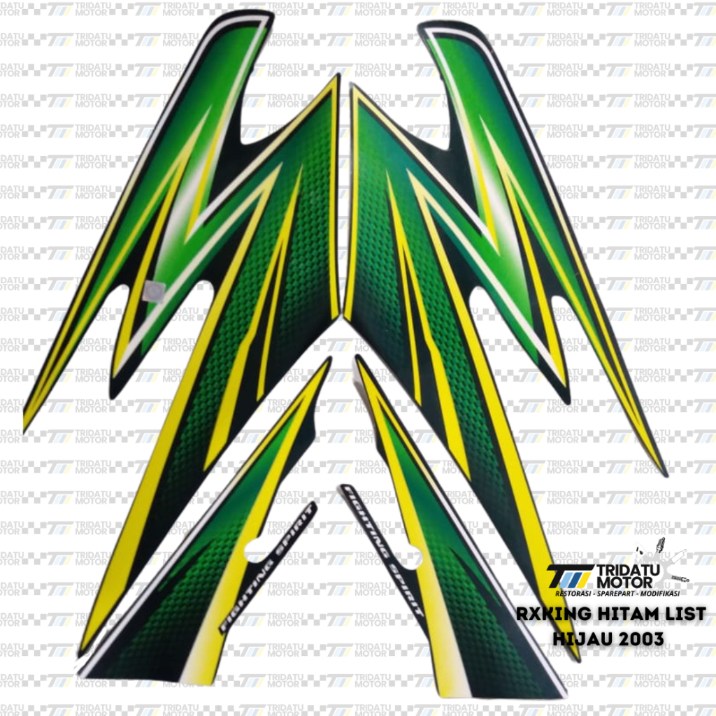 STRIPING RX KING HITAM HIJAU BIRU 2003 STICKER RXKING 2003 HITAM HIJAU BIRU BERLAMINASI KUALITAS ORI