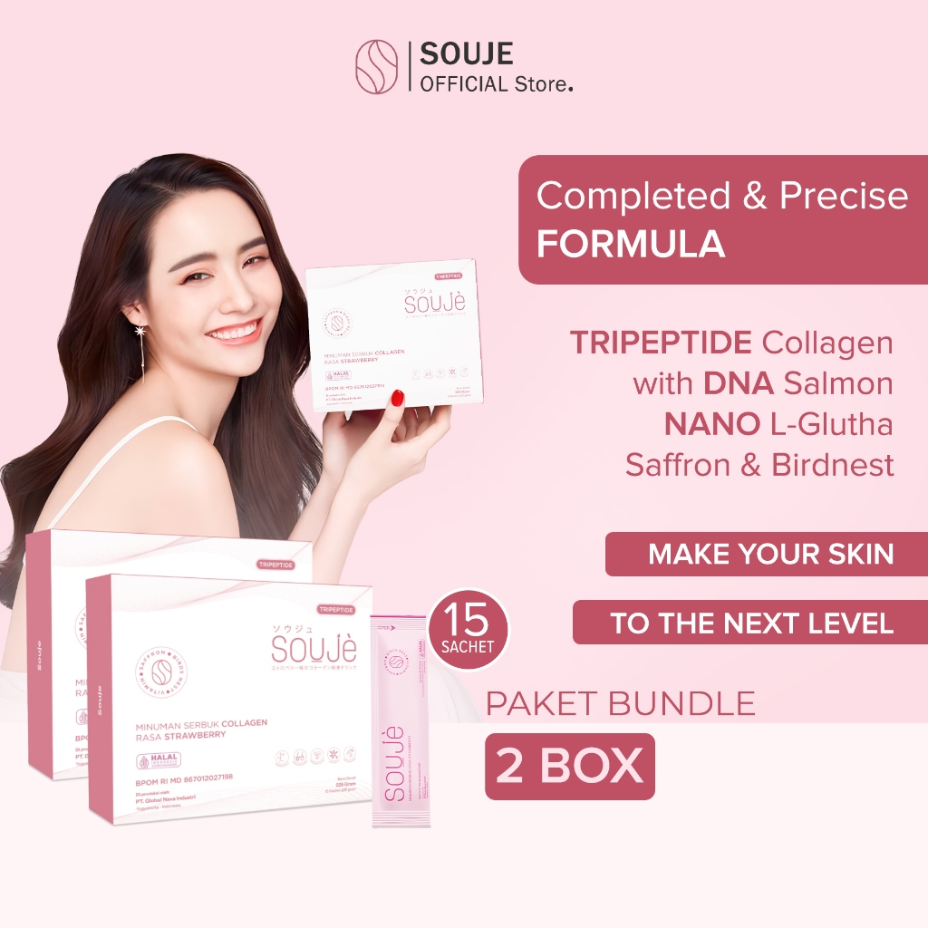 Paket Hemat 2 Box Souje Collagen minuman collagen with DNA Salmon drink