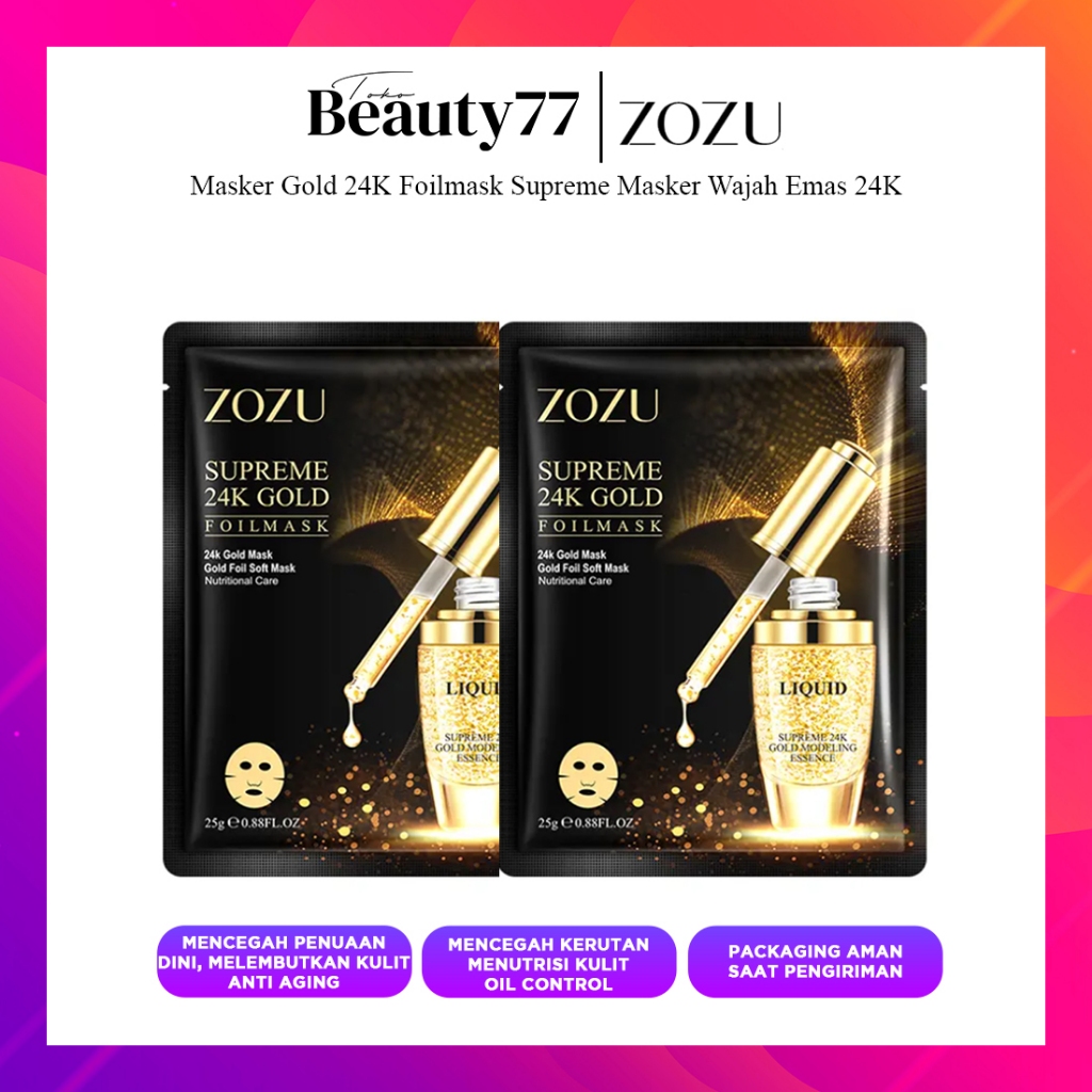 MASKER WAJAH ZOZU SUPREME 24K GOLD / SHEET MASK ( MASKER EMAS PREMIUM ORIGINAL ) 18487