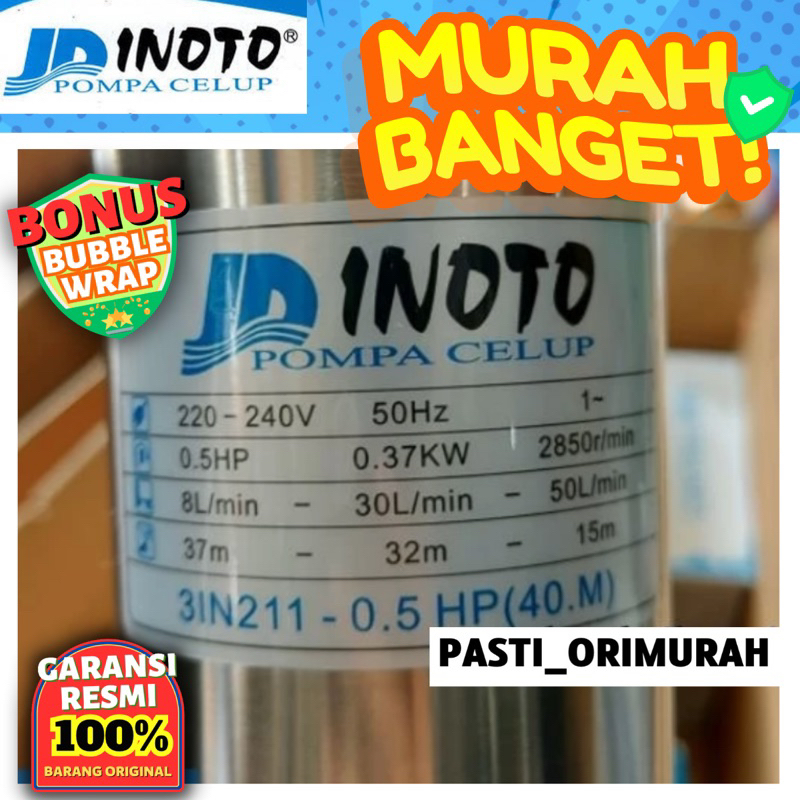 Submersible Pump Inoto 0.5HP 1/2HP 1 0,5 Hp + Control Box Pompa Satelit Inoto 3" 3in 3 in pompa sawa