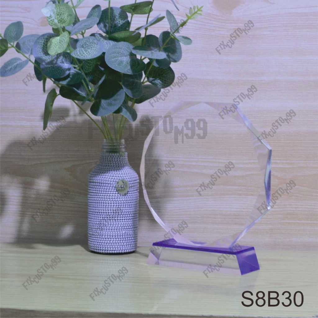 Plakat Akrilik Bevel segi8 Tebal 20mm