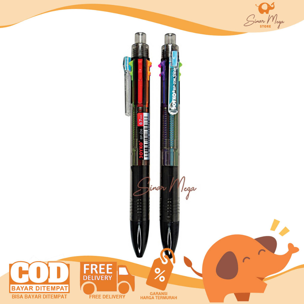 

Joyko Pulpen BP-236 Sito 0.7mm 6 Warna/Colors / Pena Ballpoint Murah Berkualitas