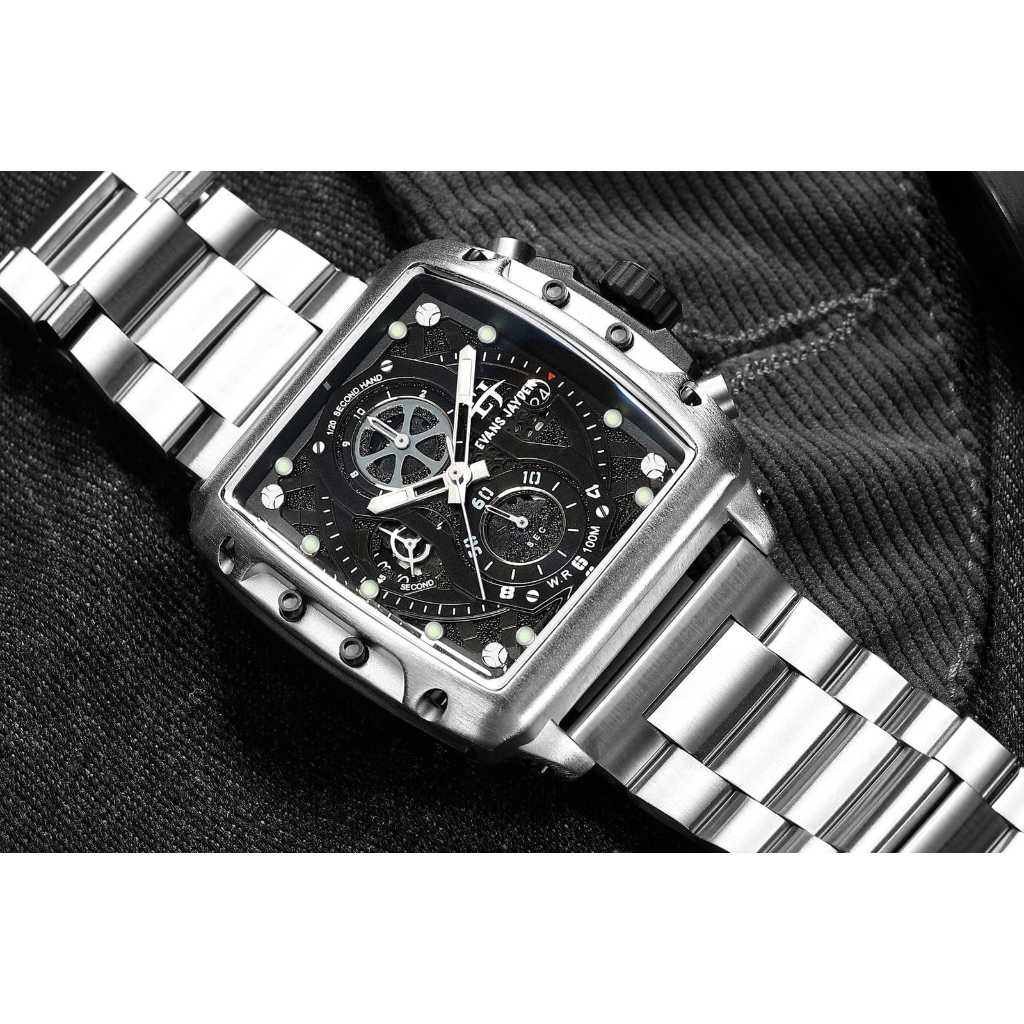 Original 100% Jam tangan Pria Evans Jayden 9550 rantai Chronograph