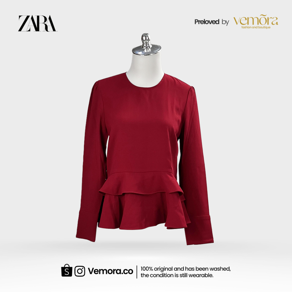 Preloved - ZARA RED MAROON BLOUSE