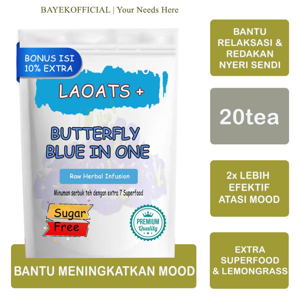 

Teh Telang Organik Minuman Diet Penurun Berat Badan Pelangsing Badan Bunga Telang Kering Organik Laoats