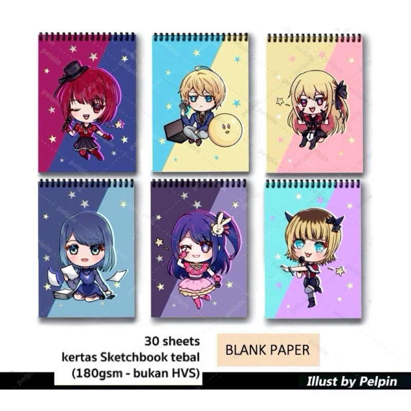 

notebook oshi no ko sketch book anime notes note book buku oshi no ko hoshino ai ruby aqua hoshino kana arima kurokawa akane mem cho anak idola
