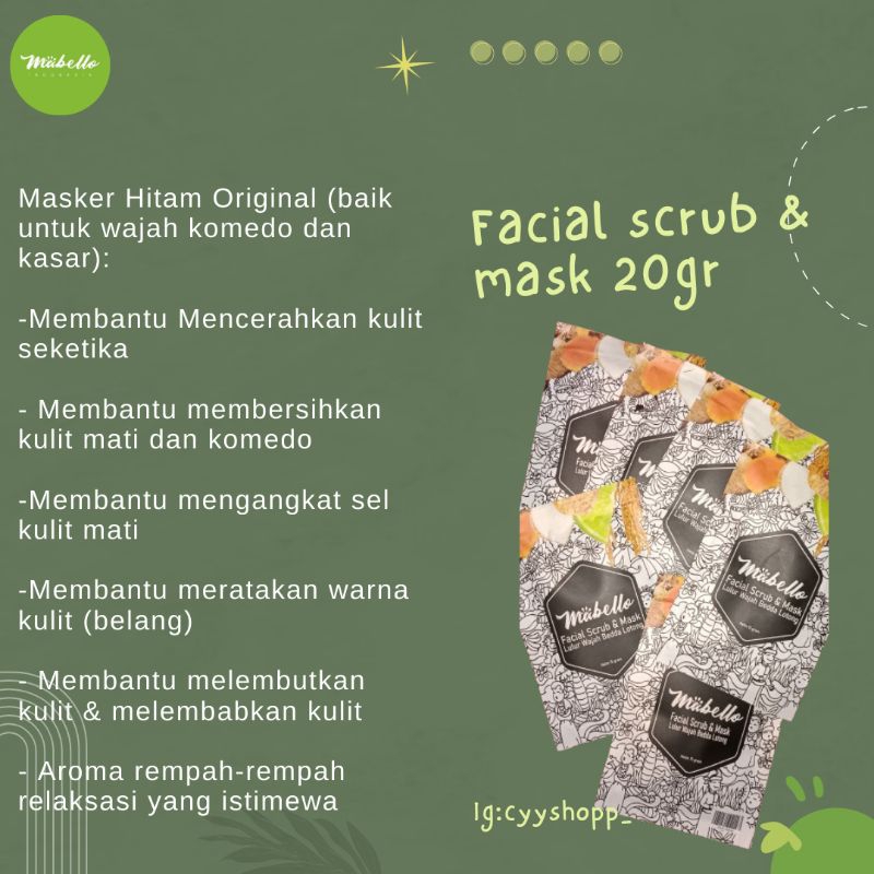 Mabello Facial scrub &amp; mask (masker wajah)
