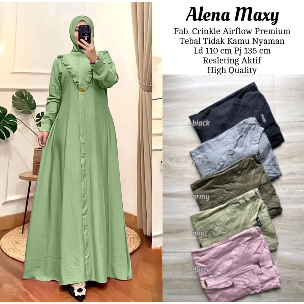 Gamis JUMBO Crinkle Airflow / Alena Maxy Dress / Gamis Wanita Muslimah / Gamis Wanita Busui Friendly