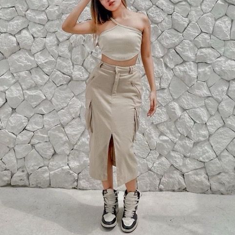 Rok Cargo | Rok Span | Rok Cargo Wanita | Rok Span Cargo | Rok Kargo Midi Span Korea Safia