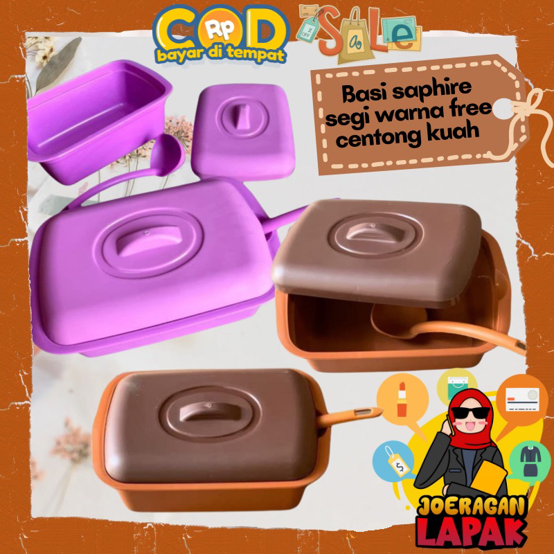 [JOERAGAN LAPAK] BASI SAPHIRE DENGAN TUTUP FREE CENTONG SENDOK KUAH SEGI COKLAT CARAMEL UNGU BESAR 5