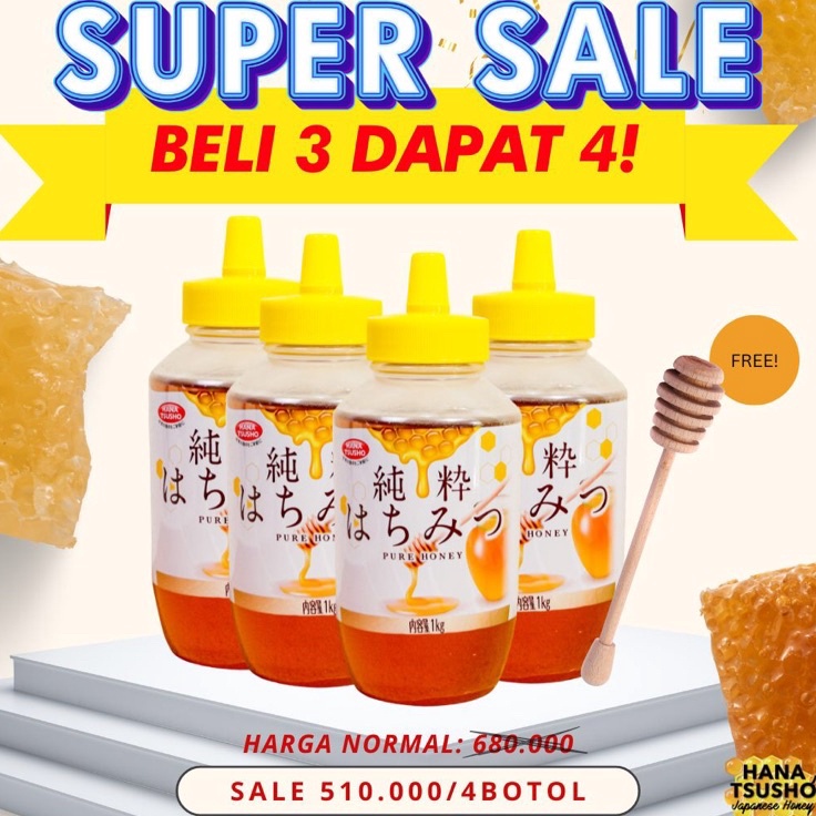 

Terupdate Paket Hemat Beli 3 GRATIS 1 Madu Murni Jepang HanaTsusho 1 KG CHECKOUT 4 BOTOL UNTUK BUY 3 FREE 1 T87