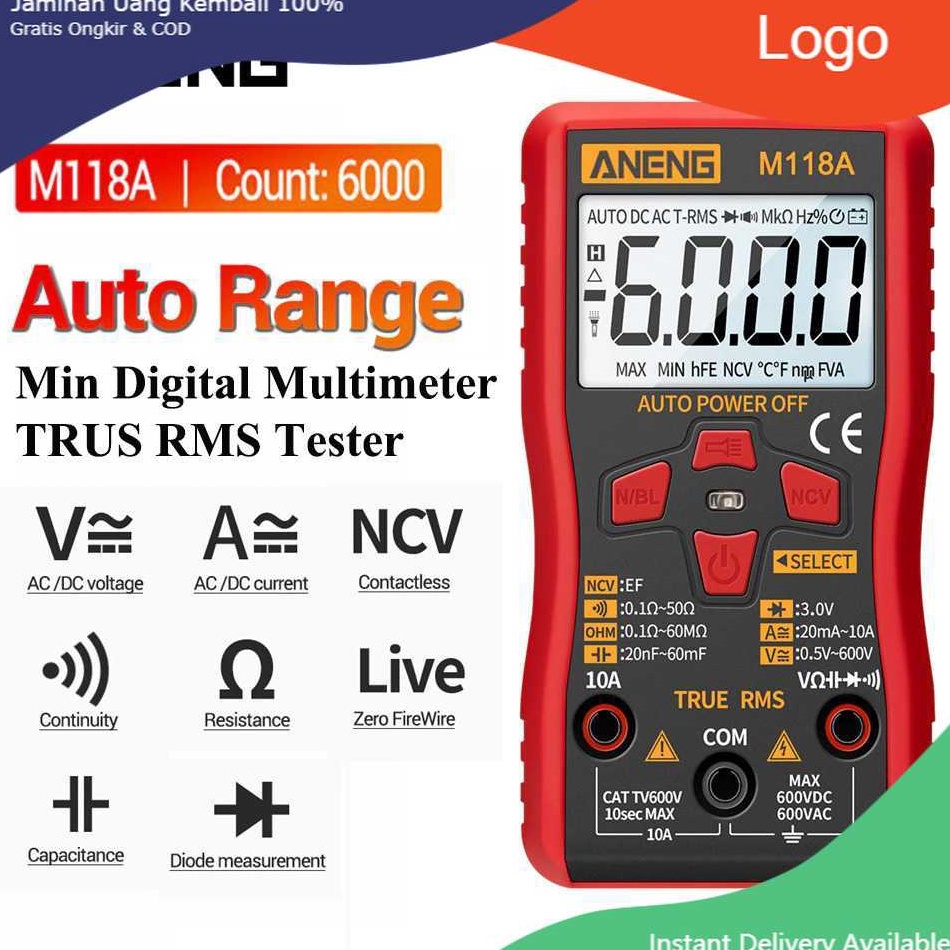 Ready SNU ANENG Digital Multimeter Voltage Tester  M118A