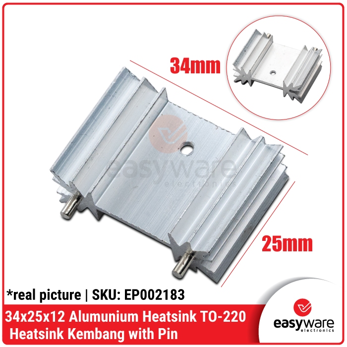 34x25x12mm Alumunium Heatsink Kembang for TO-220 Heatsink Transistor TRIAC
