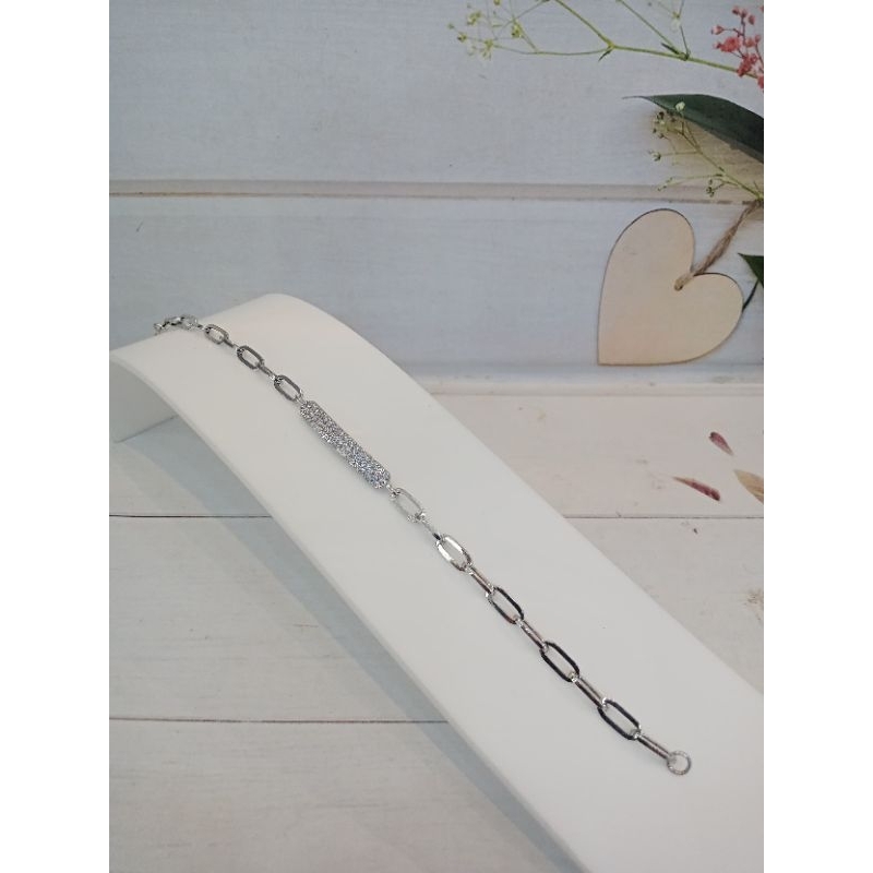 Gelang rantai Clip plat permata mas putih mas 22 fashion