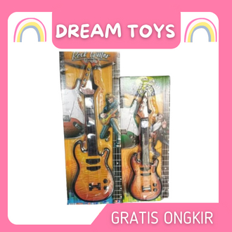 Mainan Anak Gitar Model Kayu Keren Mainan Musik Anak Edukatif Gitar Rock