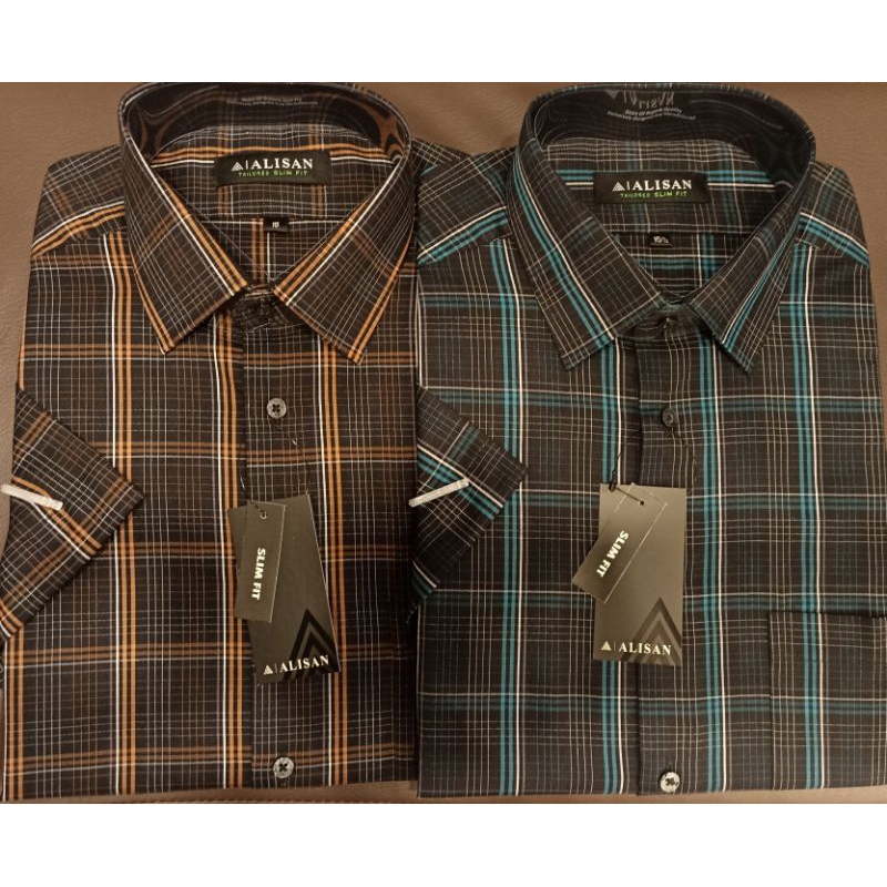 Alisan Motif Full Garis Kotak Pendek Slimft