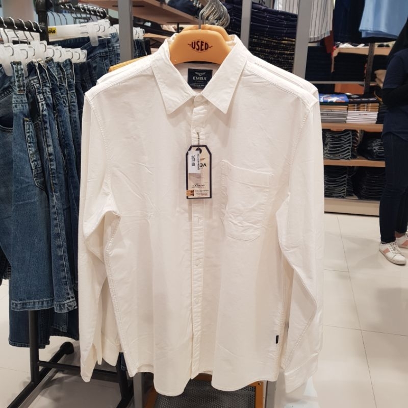 EMBA Kemeja polos pria bahan katun tebal Uk S-XL