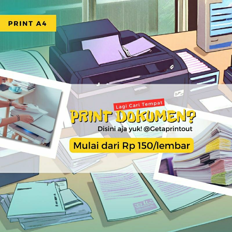 

Jasa Print; Cetak Dokumen Kertas A4 hitam putih/warna; 2 SISI