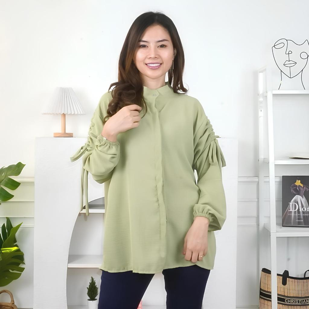 kemeja wanita BLOUSE ANGELA CRINKLE AIRFLOW/ BLOUSE SERUT PUNDAK TERBARU/ ATASAN WANITA KEKINIAN VIR
