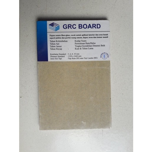 GRC Board 8 mm / Papan GRC / Fiber Semen / GRC Board / 1.22 X 2.44 M