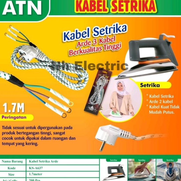 My Kabel Strika Arde Isi 3 Atn  Kabel Gosokan 3 Jalur Atn  Kabel Setrika Auto Iron Wire 17M Atn l Ke