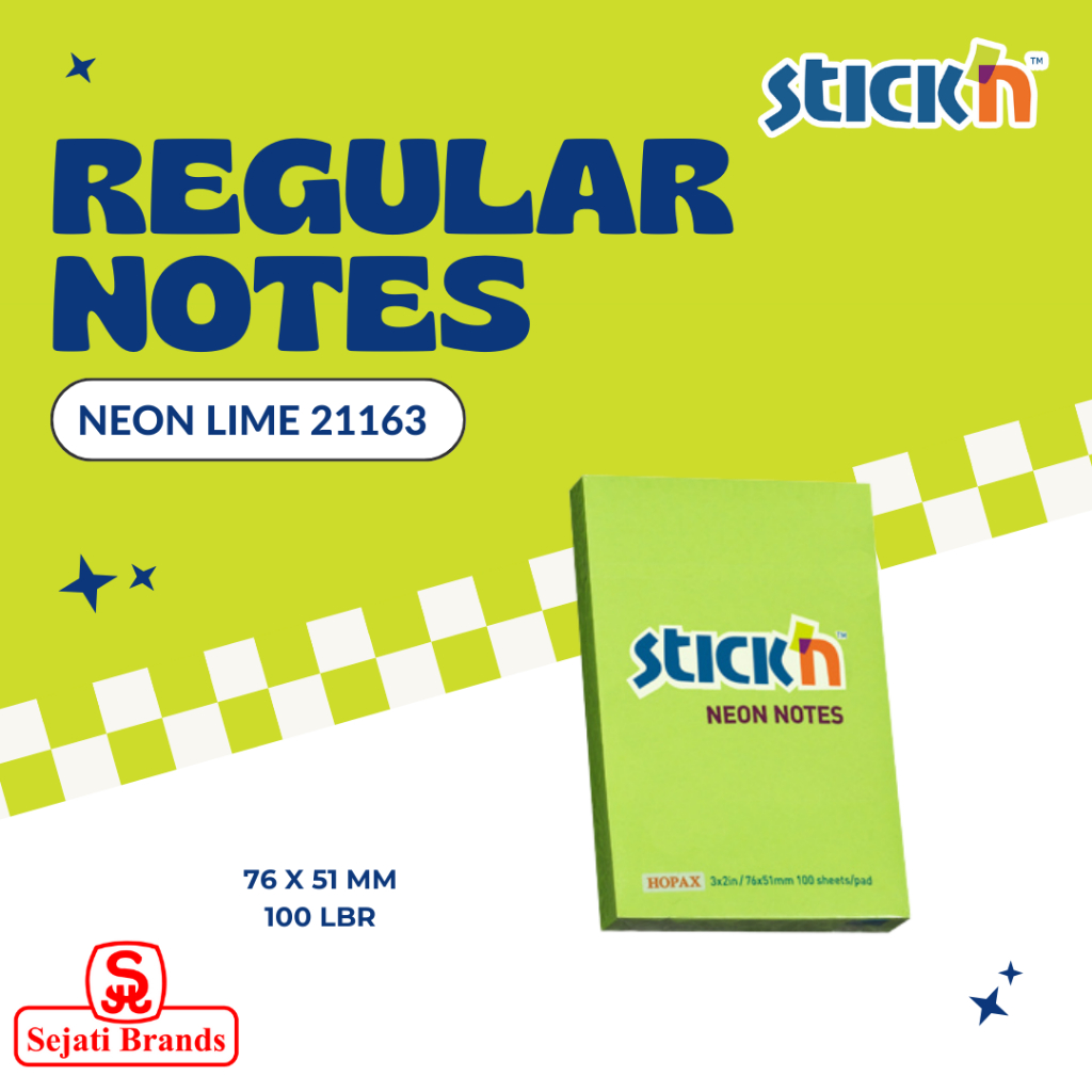 Stick'n Regular Notes 21163 (3x2) Neon Lime - Memo Tempel - ATK