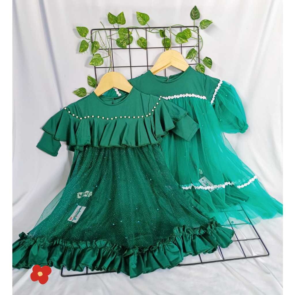 Gamis Anak Aisy Set Hijab HIJAU BOTOL SERIES usia 5-12 thn