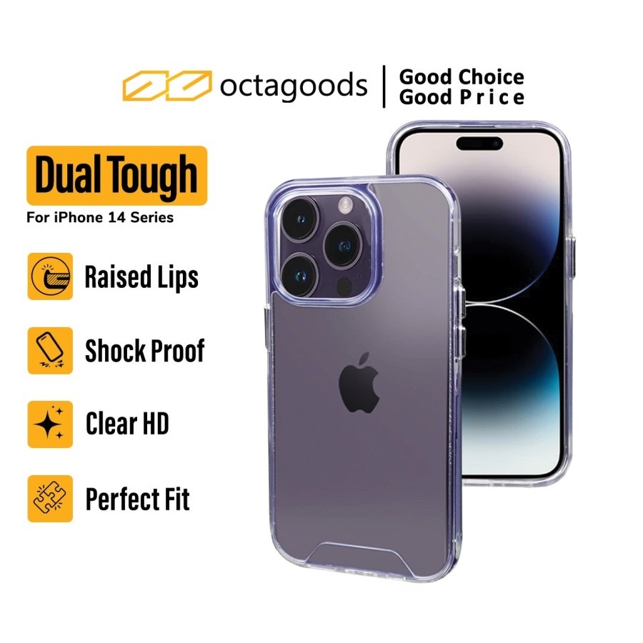 Case iPhone 14 Pro Max OctaGoods Dual Tough Hybrid Clear Casing