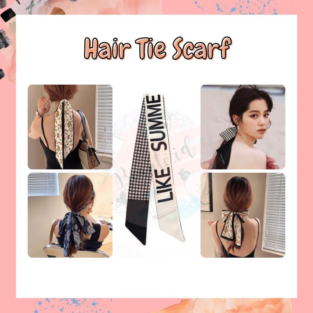 Syal Sutra Ikat Rambut Ikat Kepala Wanita Pita Aksesoris Wanita Tali Rambut Perempuan Pesta Casual F