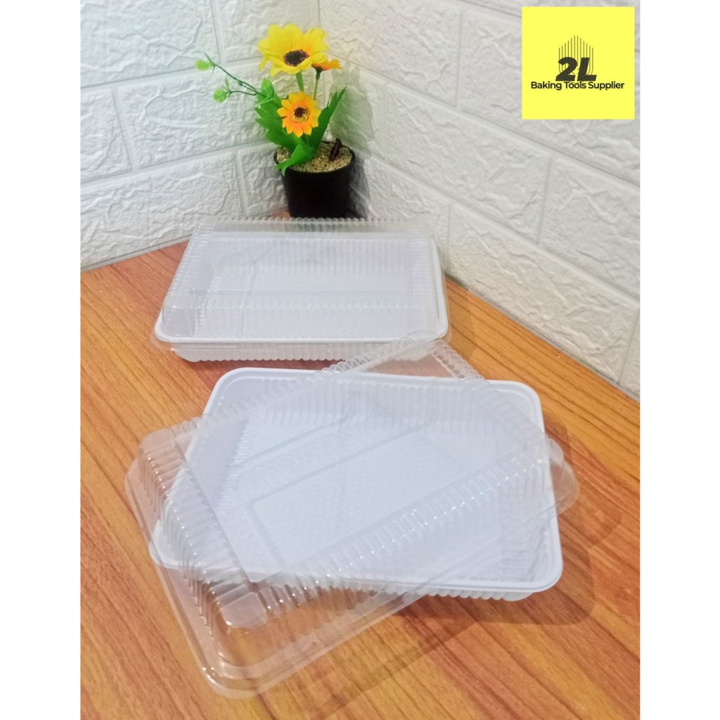 Mika Bento Putih Tanpa Sekat/Mika Snack Box/Mika Brownies 22x16x4 cm